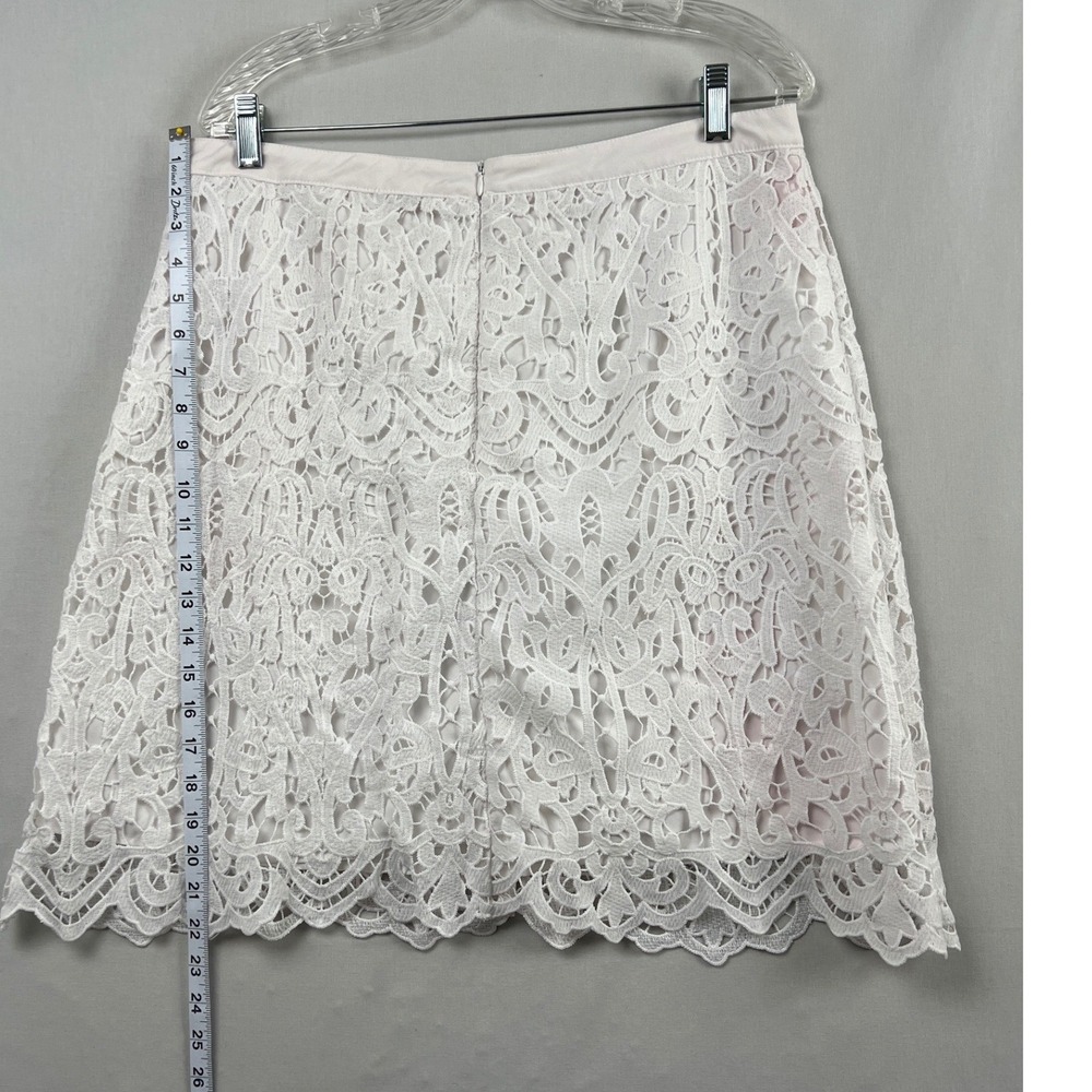 Solitaire Crochet Skirt Women XL White Floral Pearl Button Scalloped Beach - Picture 6 of 9